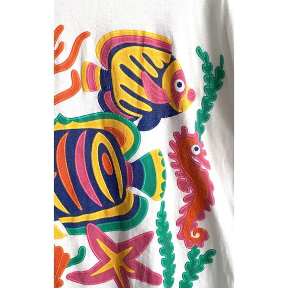 Retro 1994 Heartland Apparel T-shirt Hawaii Beach Tropical Fish Colorful OSFM - Picture 5 of 12